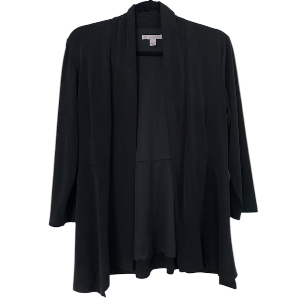 Black 3/4 Sleeve Open Cardigan